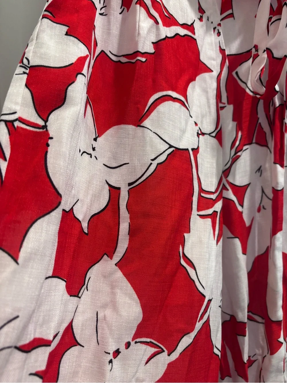 Elevenses Off-Shoulder Red & White Floral Wide-leg Jumpsuit